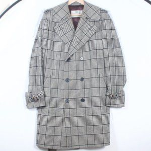 Aquascutum London Gray Plaid Wool Trench Coat